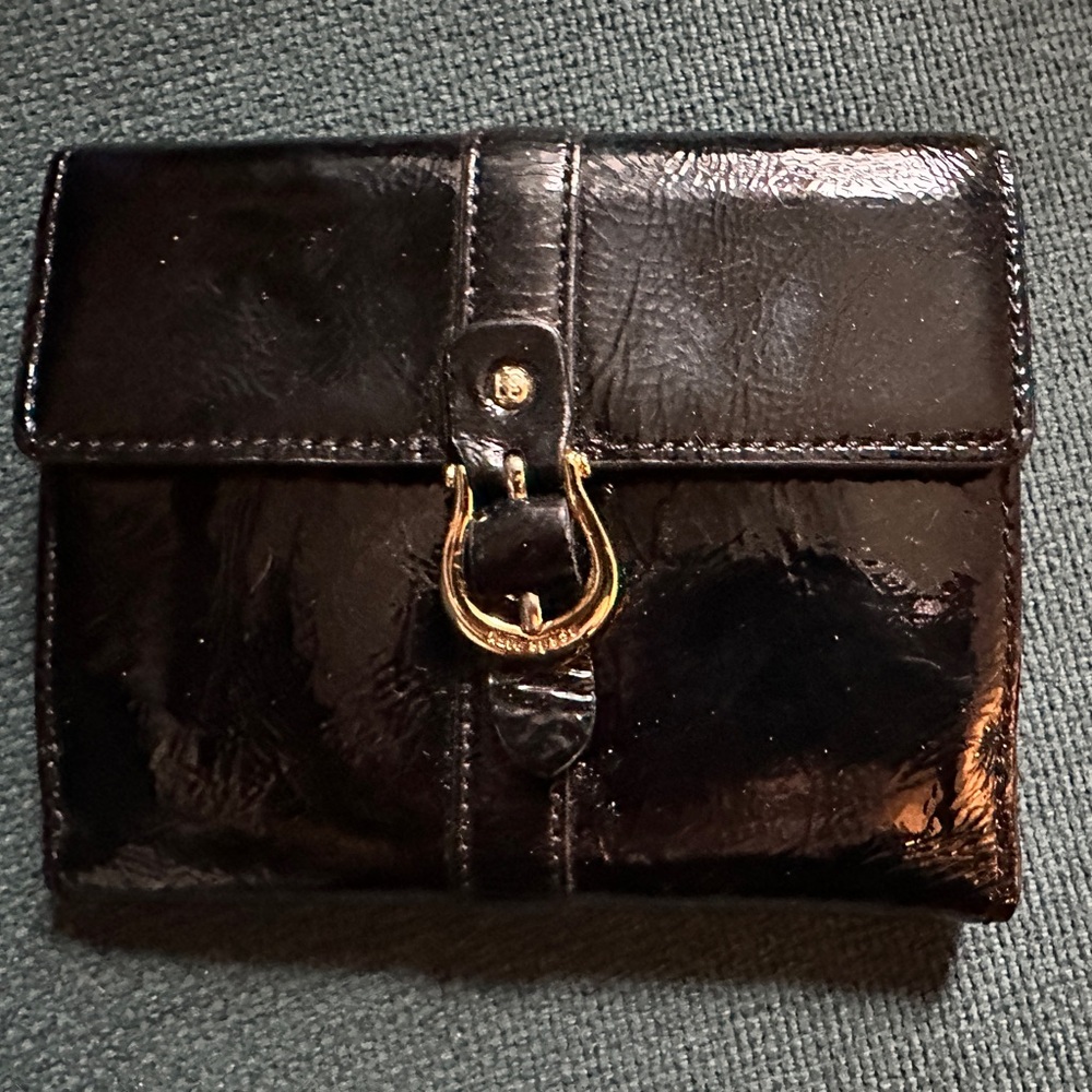 Glossy Kate Spade Black Wallet with Gold Clasp